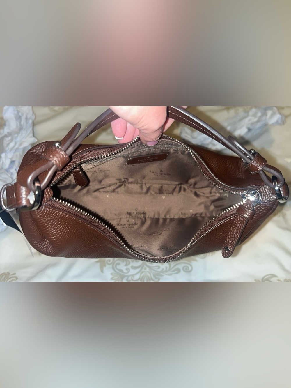 NWT Kate Spade KP883 Selene Pebbled Leather Shoulder Bag Crossbody In Hot Fudge - Picture 8 of 10